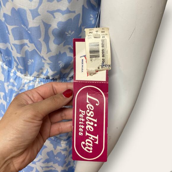 VTG union made Leslie Fay A-line blue and white Floral fabric (NWT) Small - Picture 8 of 11